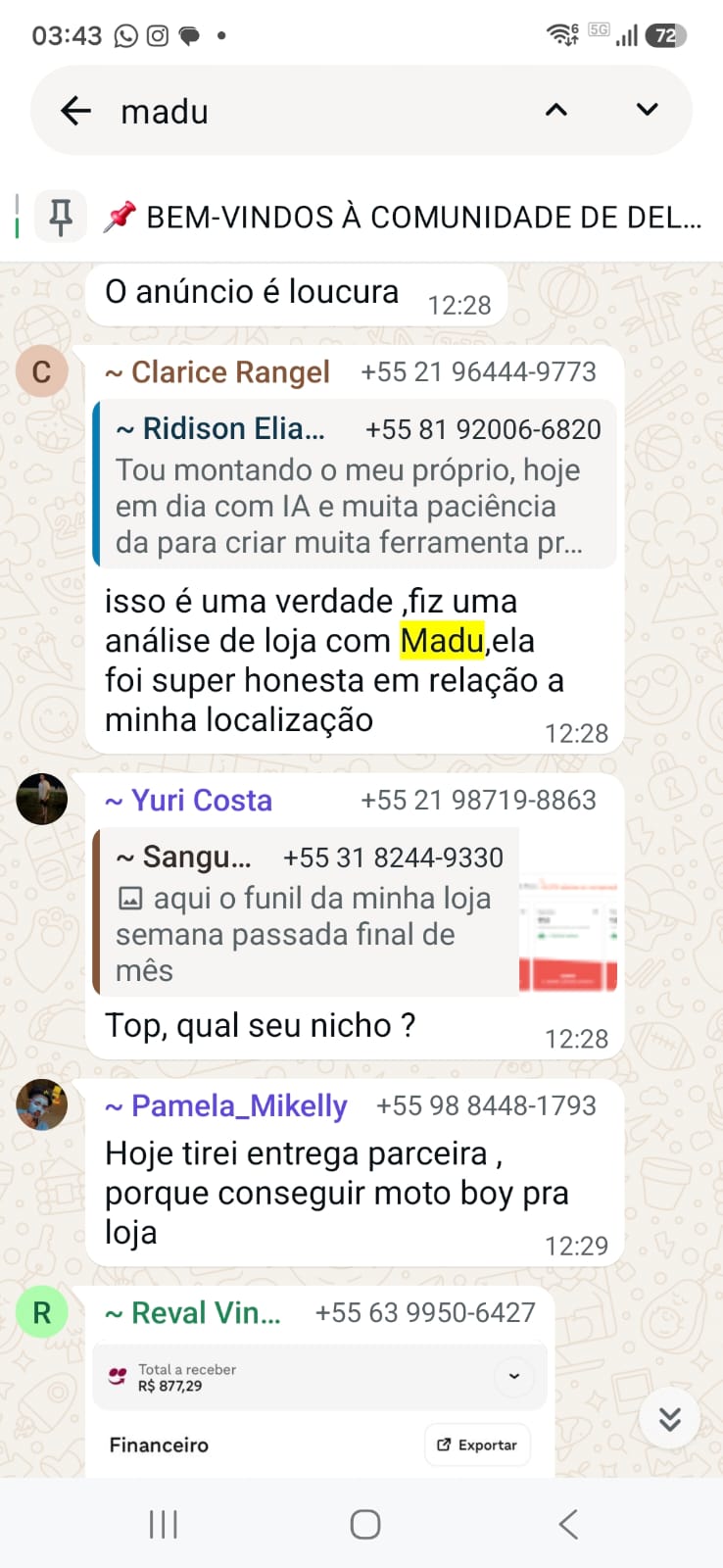 print WhatsApp Clarice e Yuri